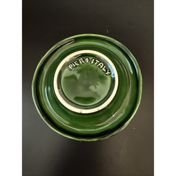 Vintage 90's PIER 1 Made in Italy Christmas Candle Holder Green Holly Porcelain - Picture 5 of 5